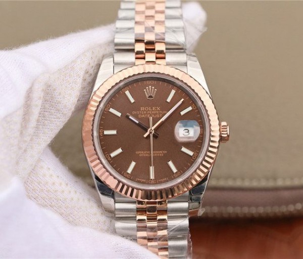 Rolex DateJust 41mm 126331 RG Wrapped Brown Dial SS/RG SS Bracelet A3235