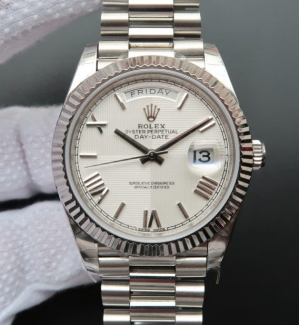 Rolex Day-Date 40mm 228239 Noob Quadrant Textured White Dial Bracelet A3255