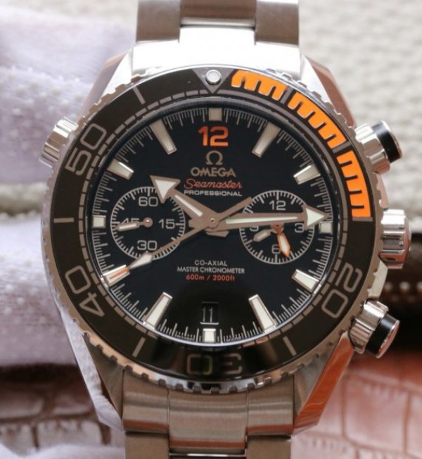 Omega OMF Planet Ocean Master Chronometer Black/Orange Bezel Black Dial SS Bracelet A9900