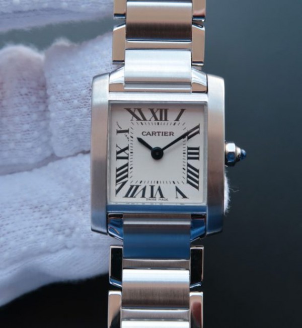 Cartier Tank Francaise Ladies Whtie Dial SS Bracelet Ronda Quartz