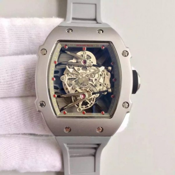 Richard Mille RM027 SS Skeleton Dial Gray Rubber Strap 6T51