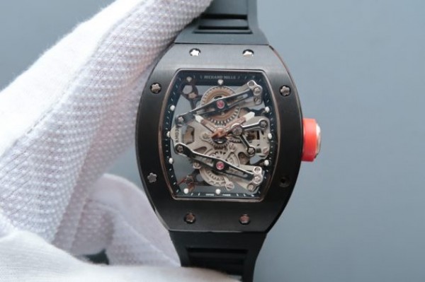 Richard Mille RM038 RG Black Inner Bezel Skeleton Dial Black Rubber Strap Jap Quartz