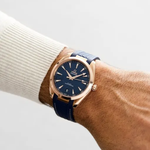 Omega Seamaster Aqua Terra Men Automatic Blue 18ct Rose Gold Watch O22052412103001 - gallery