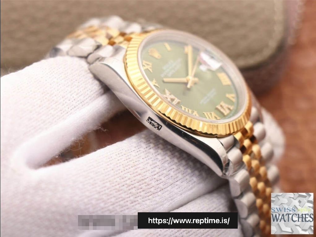ROLEX DATEJUST GREEN DIAL 18K YELLOW GOLD 36MM SWISS REPLICA m126233.0025 - gallery
