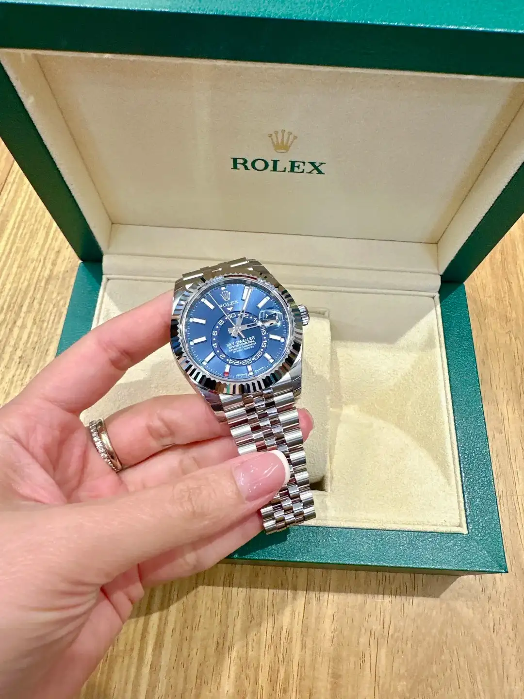 Rolex Sky Dweller Blue Dial White Gold Bezel Steel Jubilee 326934 - gallery