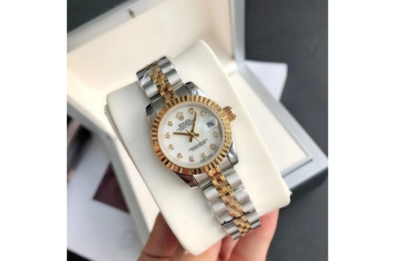 Couple Watches Rolex Datejust 36/28mm RG/SS Jub White/Dial - gallery