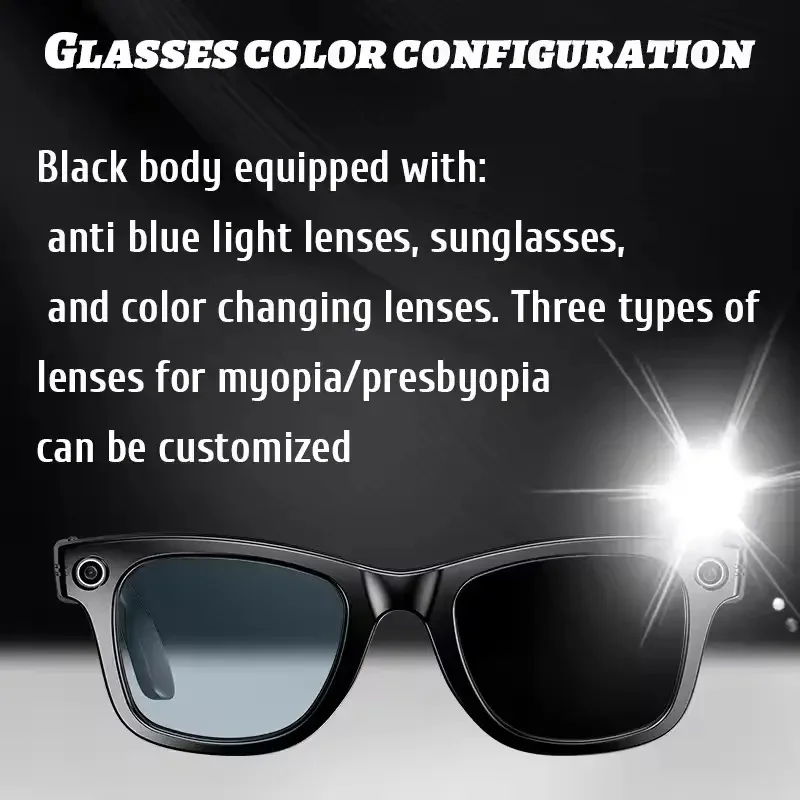 2025 New 800W Camera Glasses Bluetooth Smart Glasses with Camera Voice Call Music Smart Sunglasses Video Sound Record AI Glasses