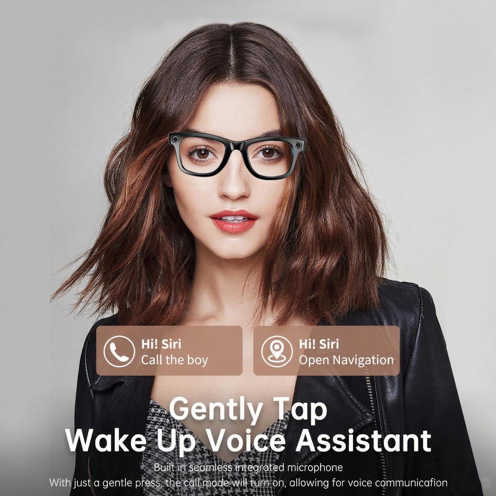 New Camera Glasses 800w Pixel 4K UHD Camera Recording Noise Reduction Ai Recognition Translation Anti Blue Light Smart Glasses Magnetic Memory Wearable