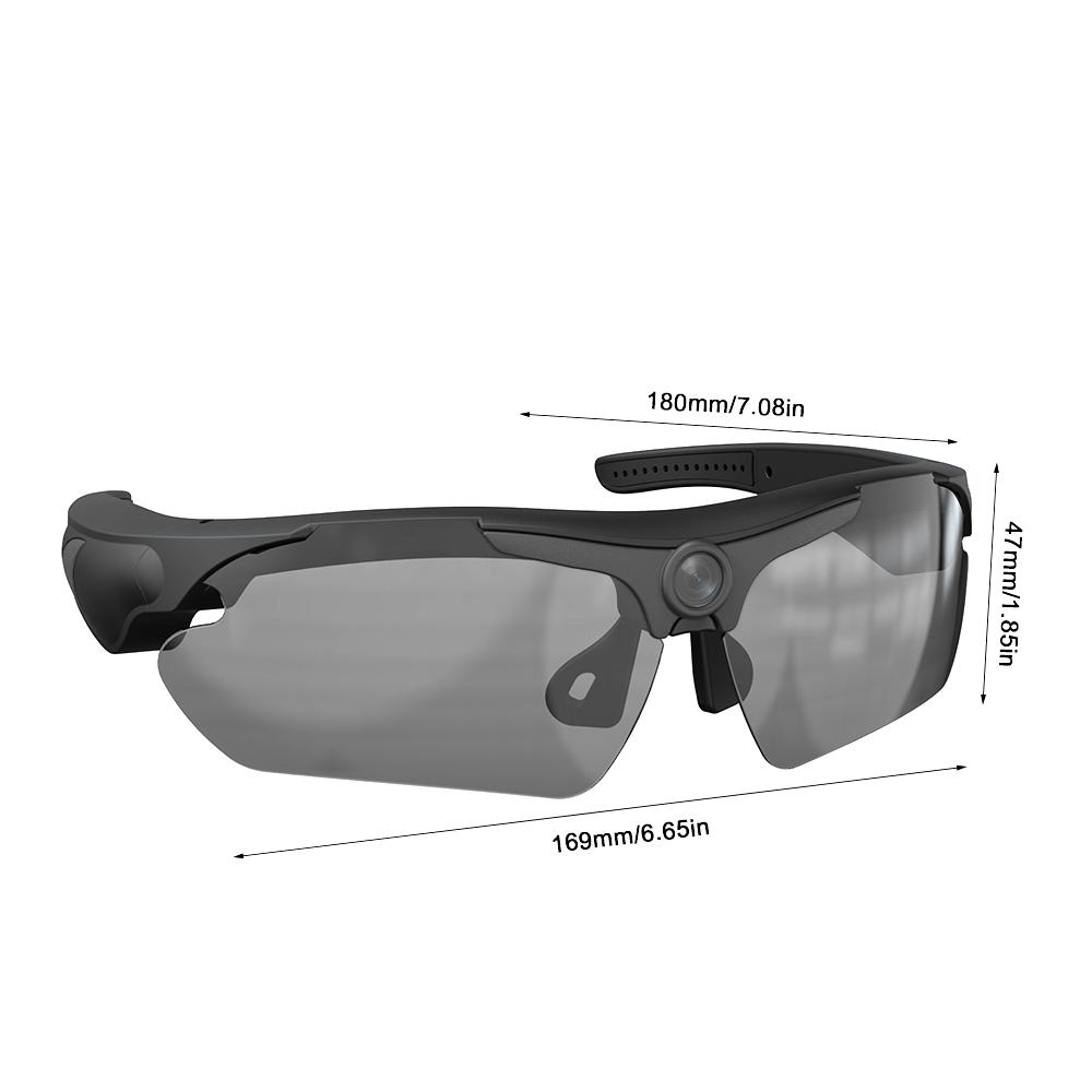 Wearable HD 1080P Camera Outdoor Cycling Glasses Polarized Lens Smart Camcorder Security Protection Video Record Smart Camera Button Cable Card Charging Memory Man Usb Black - Image 5
