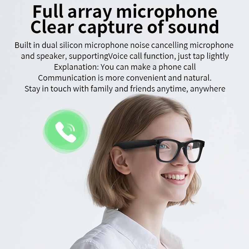 500W AI Smart Camera Sunglasses 3 in 1 Lens Translate Smart Glasses Voice Call Video Recording Anti-blue Light Bluetooth Glasses Wireless Button Device Local Magnetic Wearable