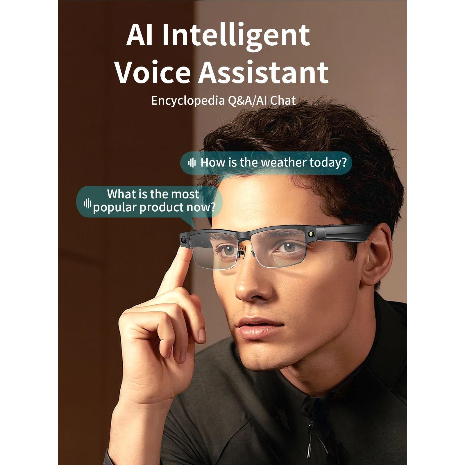 Smart Glasses with HD Camera 1200P Anti-shake Video Record Real-time Translation Object Recognition Bluetooth Call Smart Glasses Android Magnetic Memory Wearable