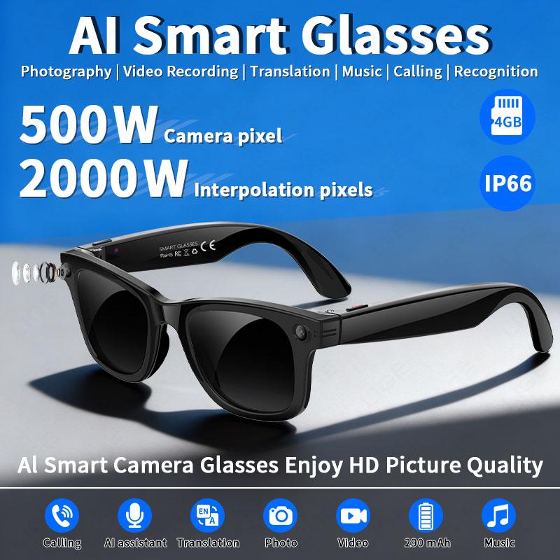 AI Smart Glasses 5MP Camera Video Recording AI Photo Recognition Answer Sunglasses Bluetooth Call Music Anti-blue Light Glasses Magnetic Wearable Water Proof - Image 2