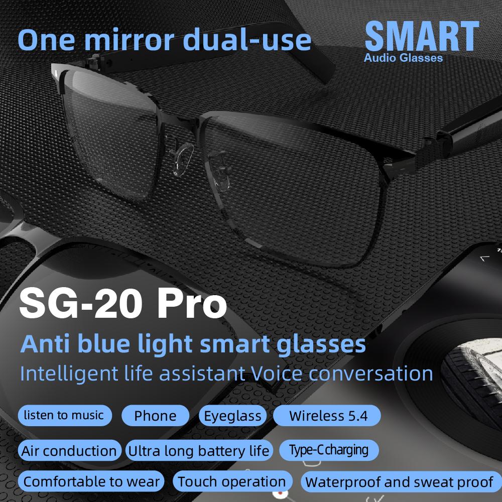 New SG-20 Pro Smart Glasses Wireless Call Music Playback Full Frame Sunglasses With Blue Light UV Protection Waterproof Glasses Bluetooth Metal - Image 5