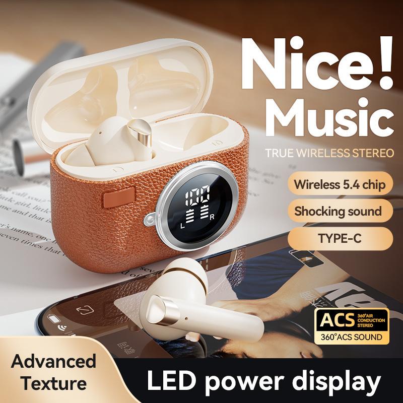 M88 Retro Style Leather Texture Bluetooth Earphones Sport Music Wireless Bluetooth ANC Noise Reduction Long Battery Life Headset Audio Electronic - Image 2