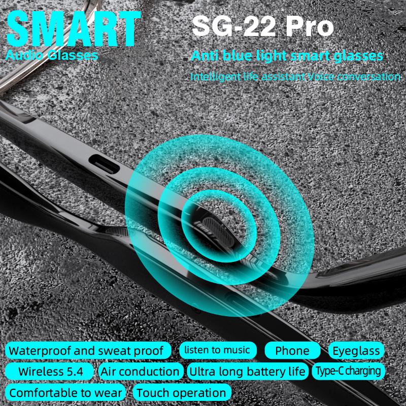 SG-22Pro Hands-Free Calling Smart Frame Built Smart Bluetooth Glasses Wireless Audio Eyewear with Open Ear Speakers Rechargeable - Image 5
