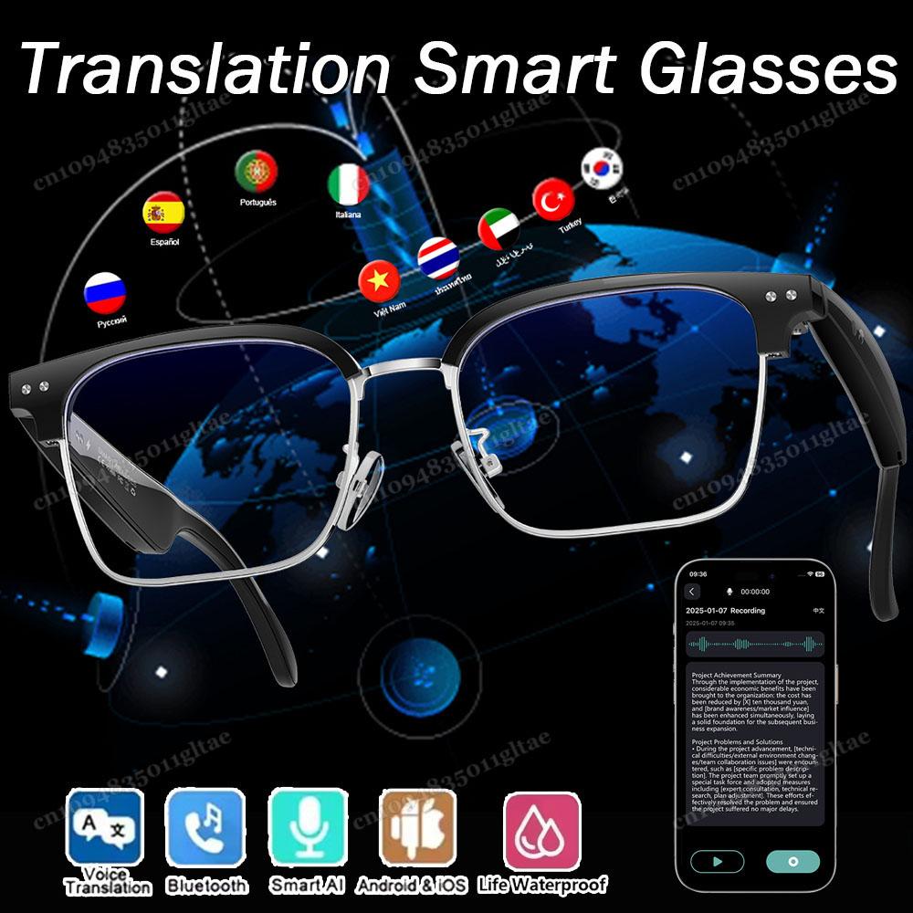 AI Smart Translation Glasses Bluetooth Call Remote Music 164 Video Online Language Translator Voice Note UV400 Sunglasses 2025