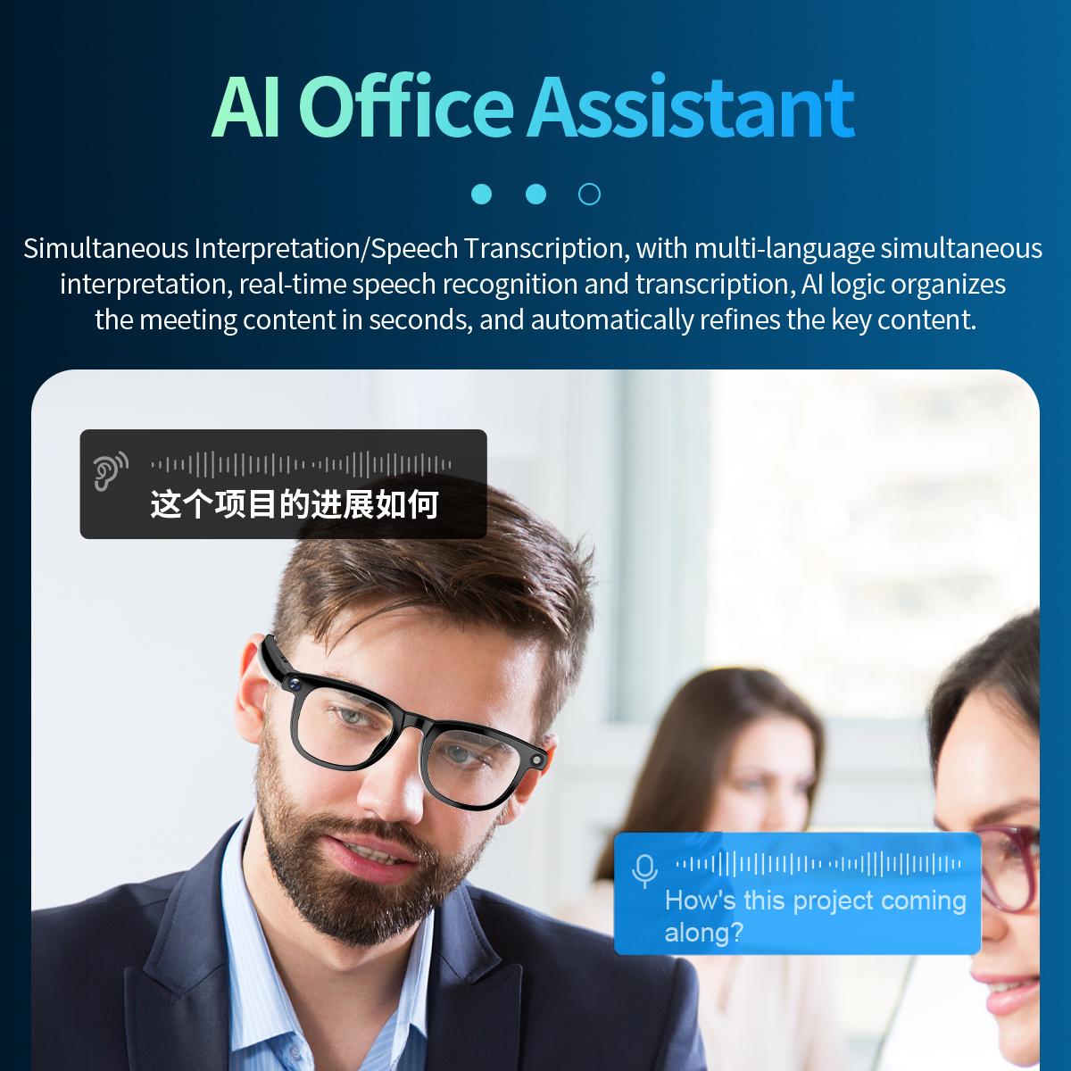 Advanced CY01 Smart Glasses 8MP Camera 32GB ChatGPT DeepSeek AI Bluetooth Calls Voice Wake Video Record Wearable Black