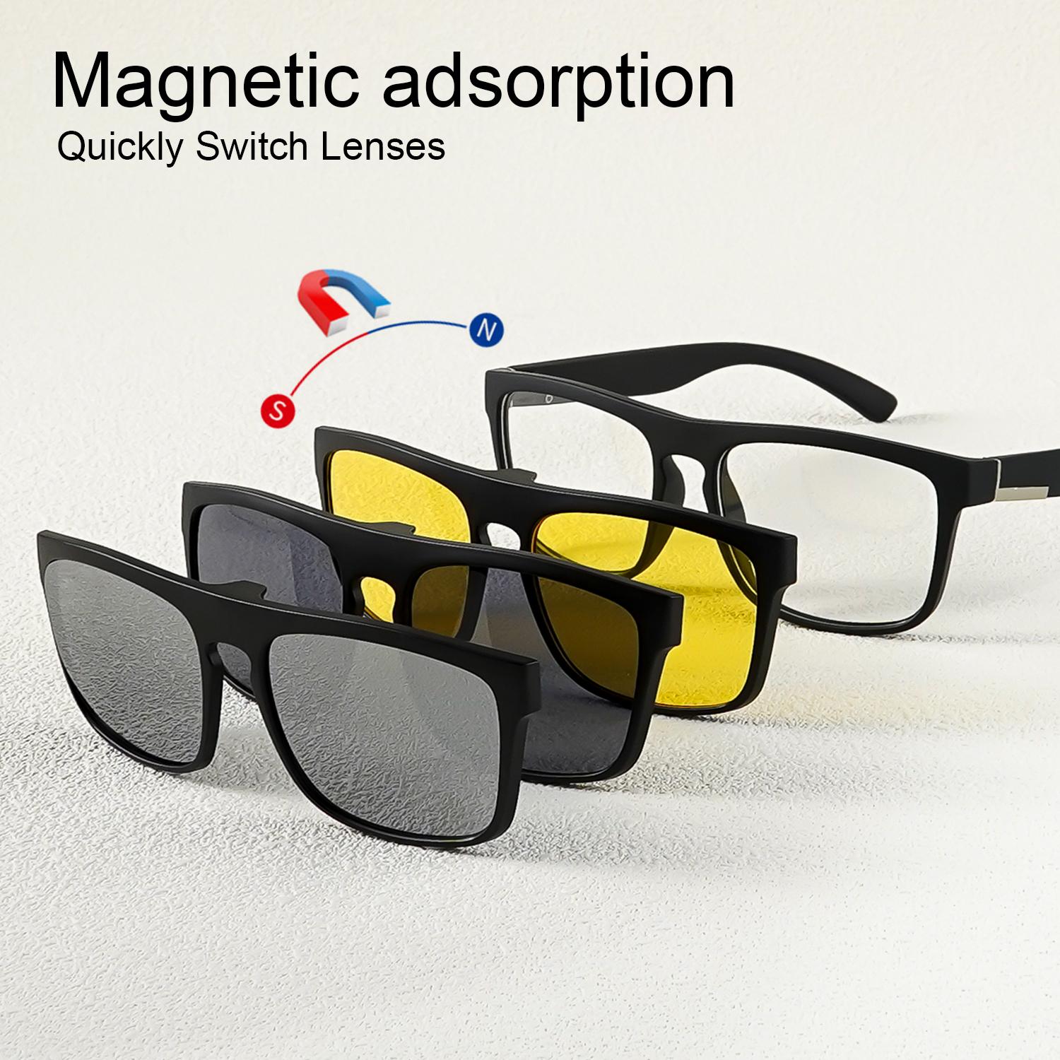 A New Set of Magnetic Clip-On Design Fashion Glasses, 1 Frame, and 3 Interchangeable Lenses, Perfect for Everyday Use and Party - Image 4