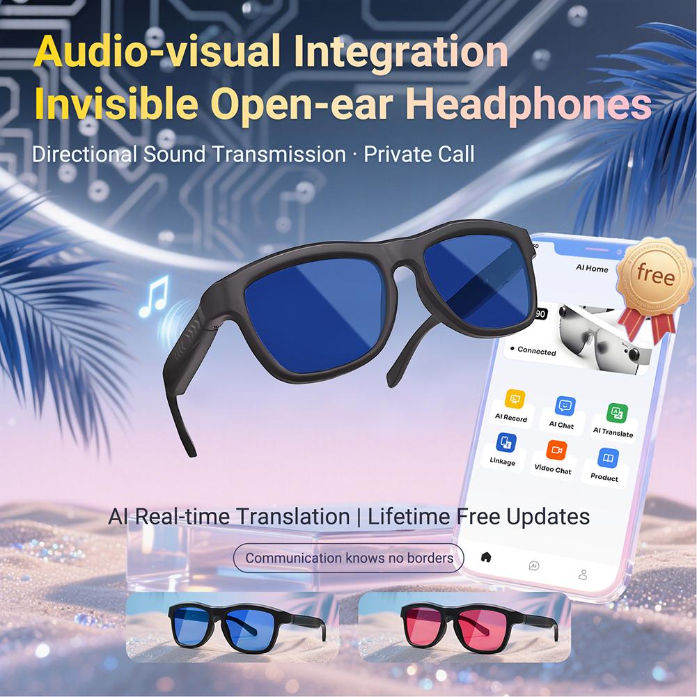 5.4 Smart Bluetooth Glasses with AI Translation Voice Assistant Adjustable Lens Tint Long-Endurance Outdoor Sports Headphones - Image 3
