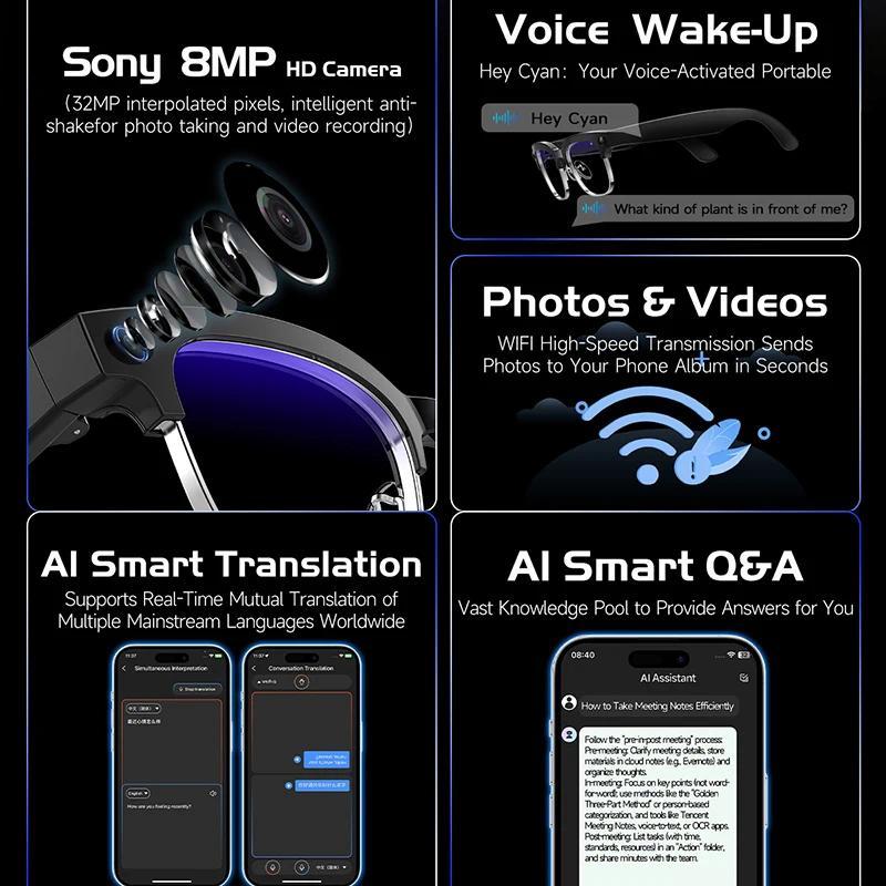 New 4K Glasses AI Smart Glasses with 8MP Camera Video Recording Translation Smart Sunglasses Bluetooth Call Music Play Men Women - Image 3