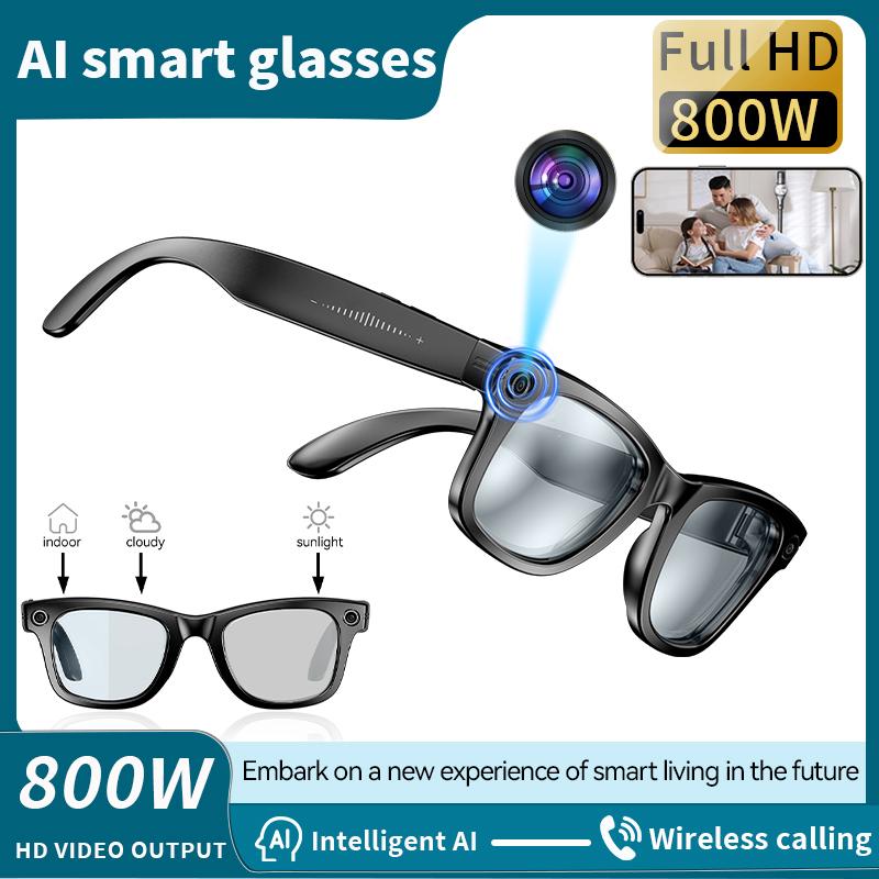2025 New 8MP Camera Glasses Men Color-Changing AI Smart Bluetooth Glasses Photo Video Recording Waterproof Call Smart Sunglasses