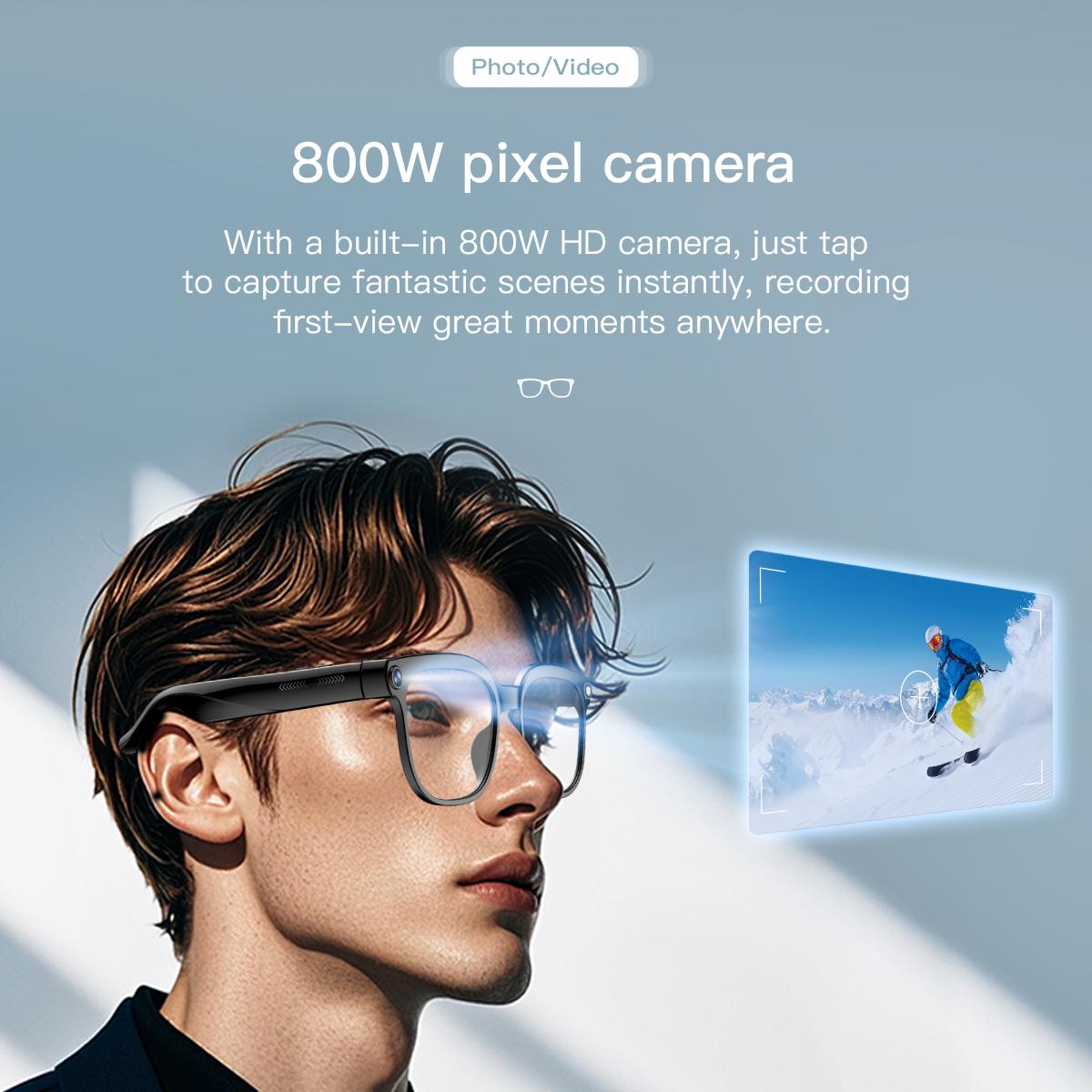 Smart AI glasses with an 8MP camera, video recording, GPT chat, music playback, compatible with headphones and Bluetooth, suitable for both men and women, includes fashionable spare frames, 2025 model