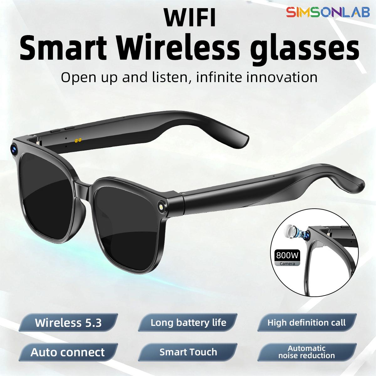 Smart AI glasses with an 8MP camera, video recording, GPT chat, music playback, compatible with headphones and Bluetooth, suitable for both men and women, includes fashionable spare frames, 2025 model