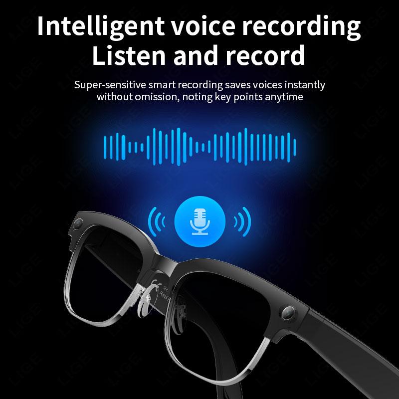 AI Smart Glasses with 8MP Camera Anti-shake Video Recording Languages Translation Sunglasses Bluetooth Call Music Play Men Wome