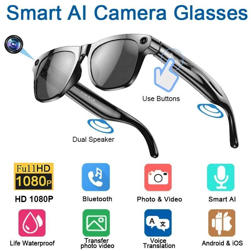 4K HD1080P AI Smart Glasses Photochromic Glasses Video Recording Bluetooth Call Glasses Waterproof Bluetooth Call Playing Music