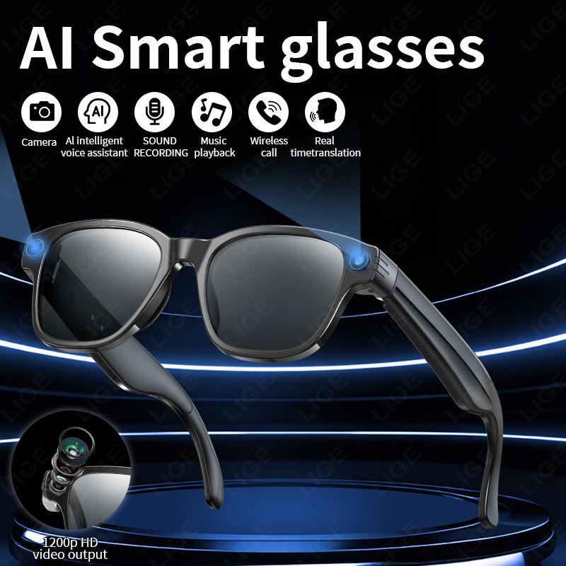 New AI Smart Glasses 800W Camera WIFI+Bluetooth Real-time Transmission Sunglasses Touch Control Video Record Glasses For XIAOMI