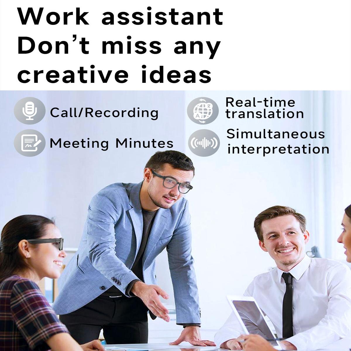 Smart Glasses, Voice Assistant, Toggle Translation, Touch Control, Video Recording, 800W Camera, Waterproof, Bluetooth Calling, Smart Sunglasses