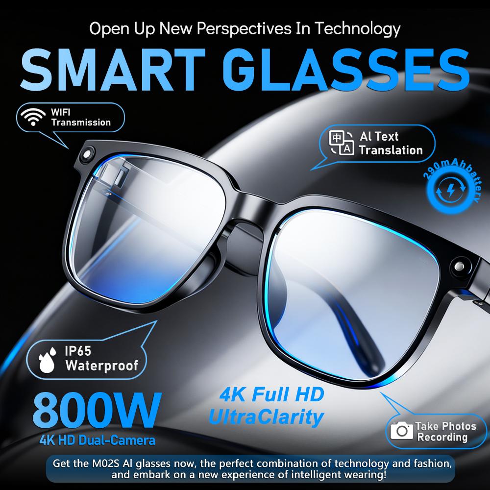 Smart Glasses, AI 4K HD, New Voice Assistant Control with Bluetooth Calling, 800MP Camera, AI Translation, Sunglasses, For Men and Women, 2026