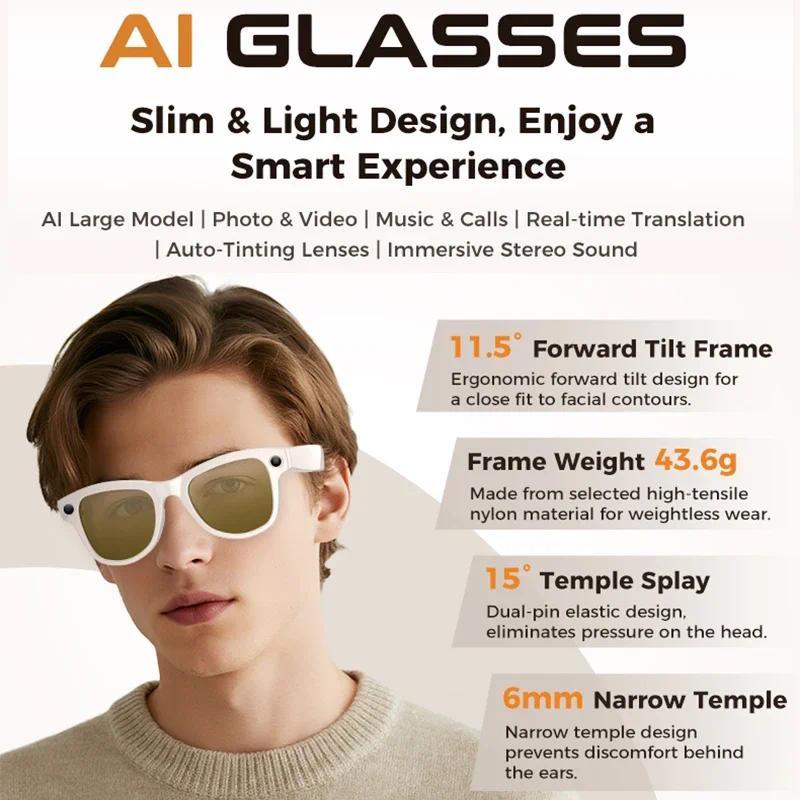 2026 New 4K HD AI Smart Glasses 800MP Camera BT Call 290mAh Battery Translation OTA Updates 32GB Touch Control Smart Glasses