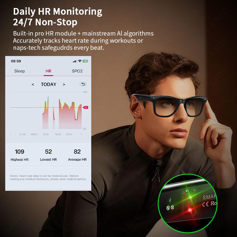 LIGE Smart Glasses AI Photography Video Intelligent Interactive Translation Smart Sunglasses For Google Glasses with camera men