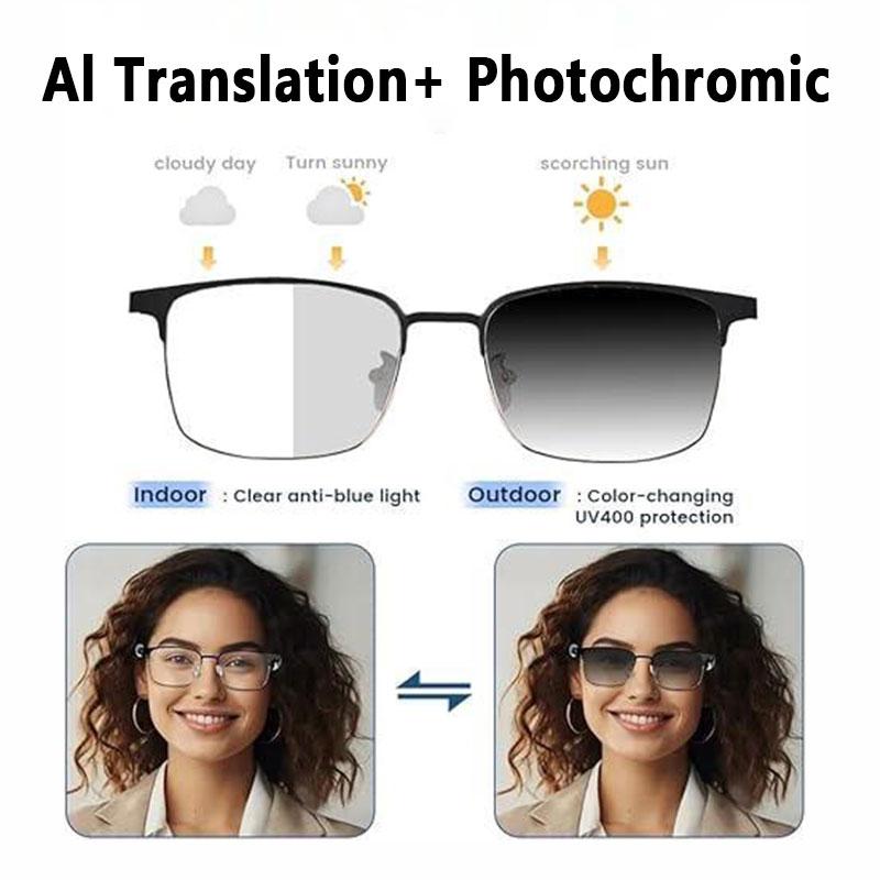 Smart glasses with translating app, interchangeable lenses, high-definition voice calling, Hi-Fi sound quality, open-ear headphone design