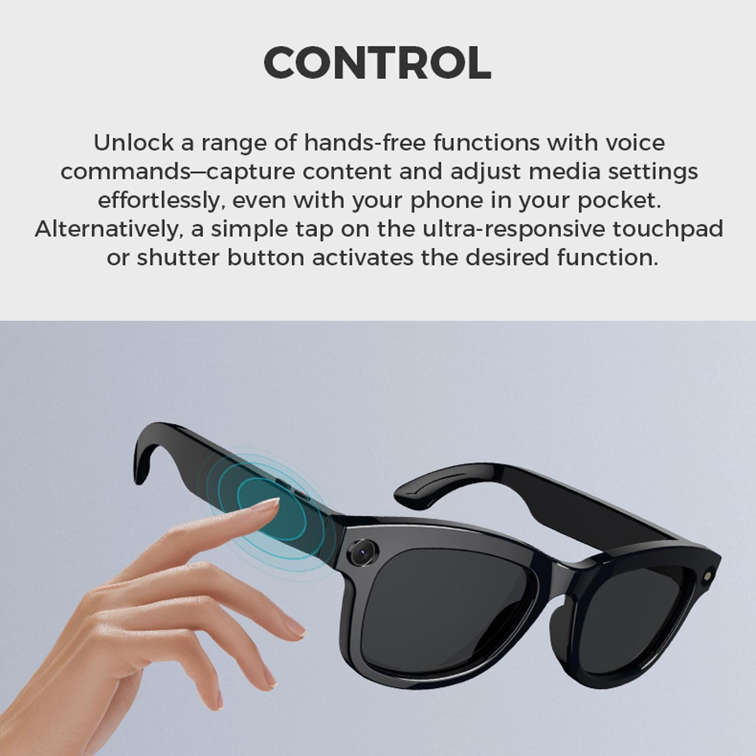 AI Smart Glasses Built-in HD Camera Anti-UV Sunglasses Video Recorder Shooting Glasses Bluetooth Call Voice Assistant Camcorder