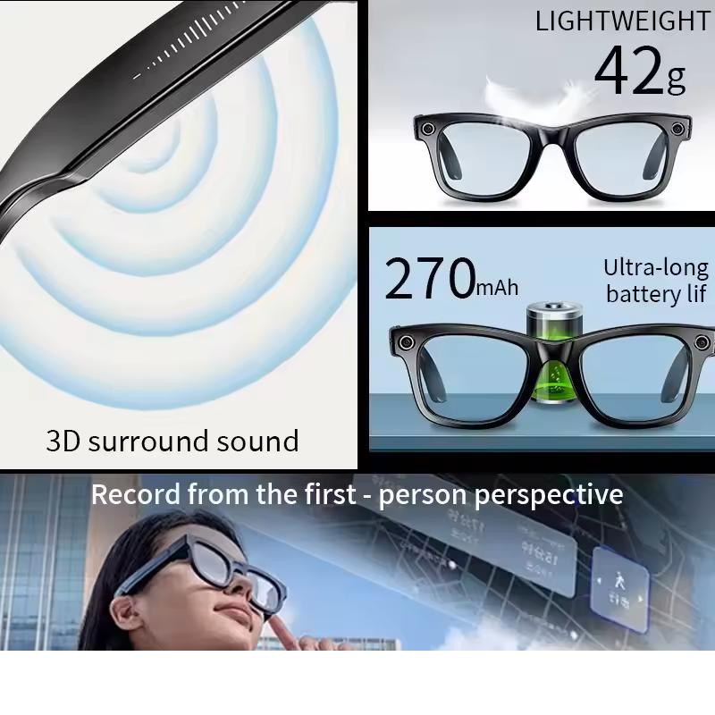 The Future of Technology: Exploring Smart Black Glasses with Camera, AI, 800W, Voice Control, WiFi and Bluetooth, HD1080P Recording, Smart Glasses, Compatible with Android and iOS's Innovations