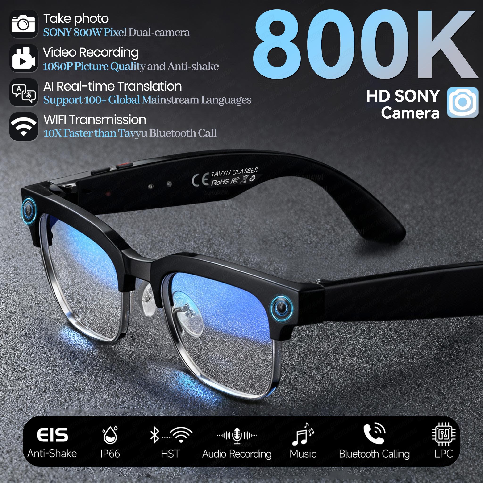 New Business 4K HD Color Change AI Smart Glasses 800W Pixel Camera 1080P Video AI Chat Music Player Call AI Sports Glasses Men