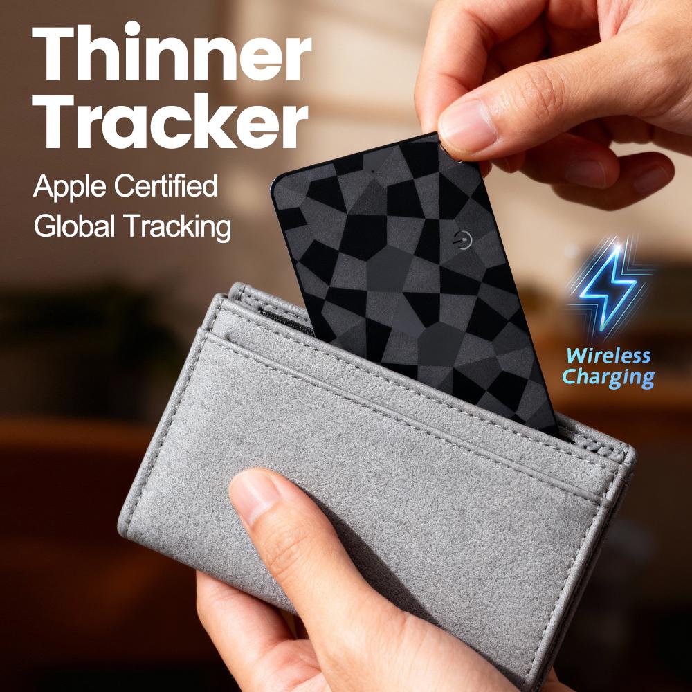 Wireless Charging Wallet Tracker, Card Locator, Compatible with Apple Find My App, GPS Finder, Ultra-thin Design, Suitable for Finding Luggage and Keys