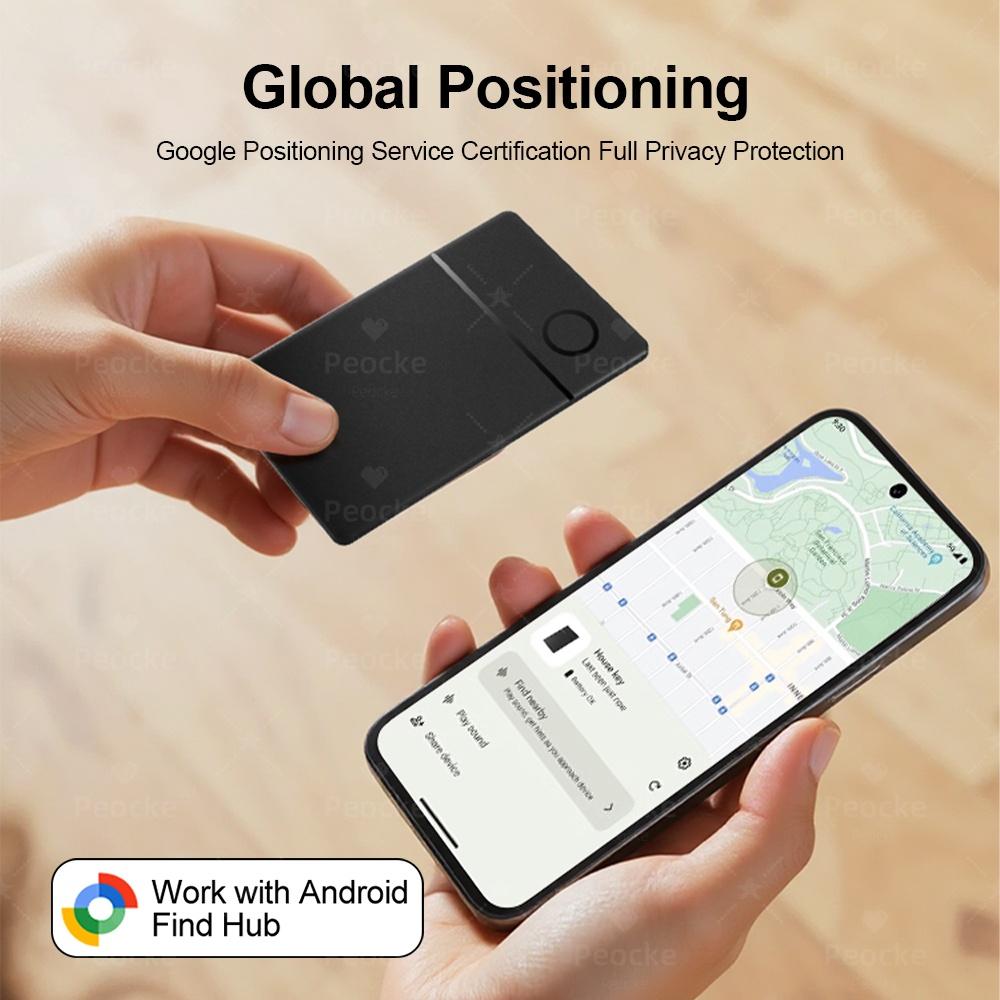 Wireless Rechargeable Wallet Tracker Card With Google Find Hub App GPS Smart Tag Locator For Android Anti Loss Message Reminder