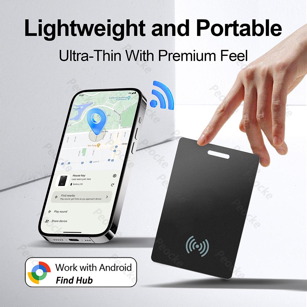 Wallet Finder, Bluetooth Tracker Item Smart GPS Locator Card for Luggage Passport for Android Phone Samsung Work with Google Hub