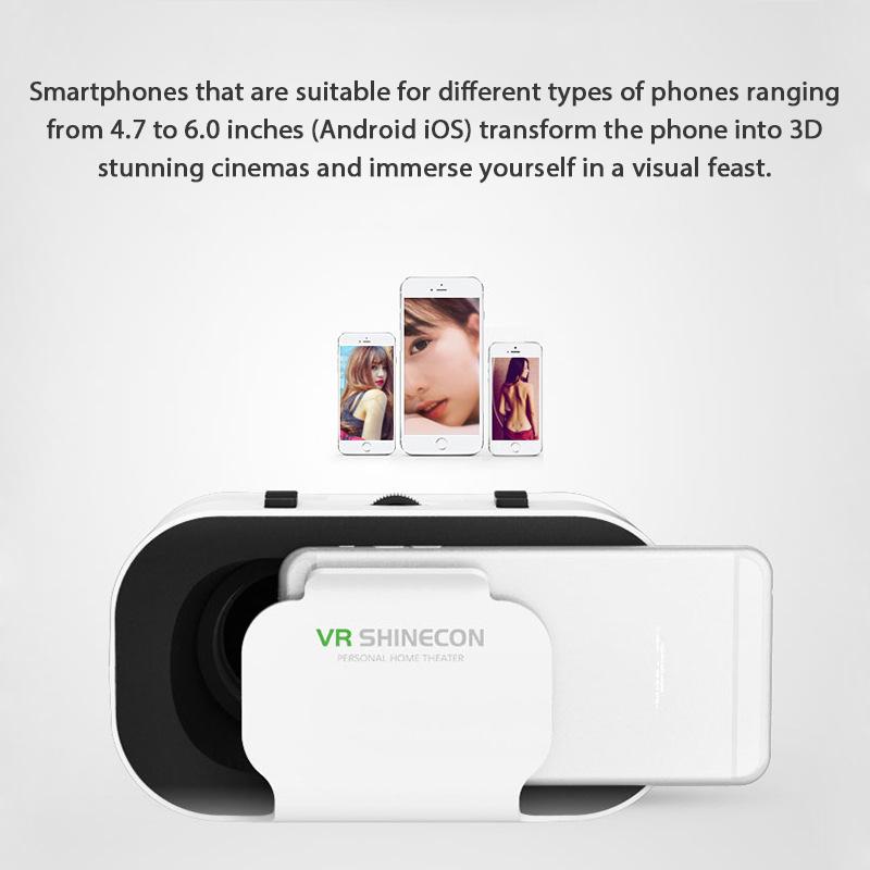 G05 3D VR SHINECON Glasses Headset Headmounted Virtual Reality Adjustable VR Glasses for 4.7-6.3inches Android Smart Phones